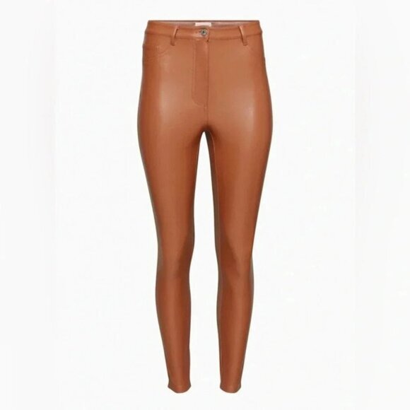 Aritzia Wilfred Free Charm Pant High waisted Vegan Leather legging Skinny ankle - Picture 7 of 13